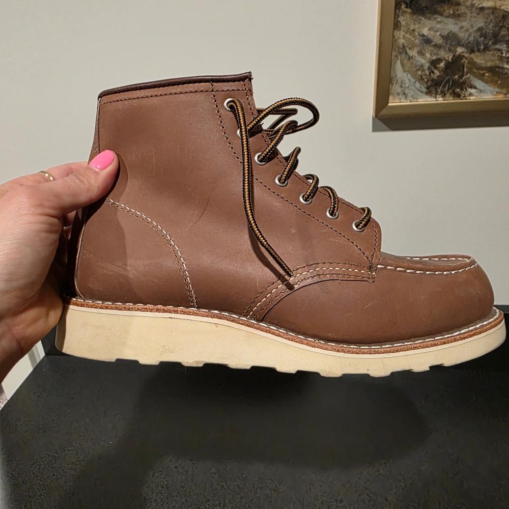 Red Wing Shoes Women's Brown Leather Combat Boots - Picture 6 of 8